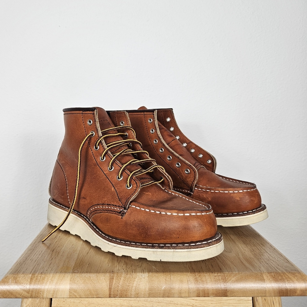 Red Wing Shoes 6" Classic Moc Short Leather Boot in Oro Legacy Leather Size 7 D